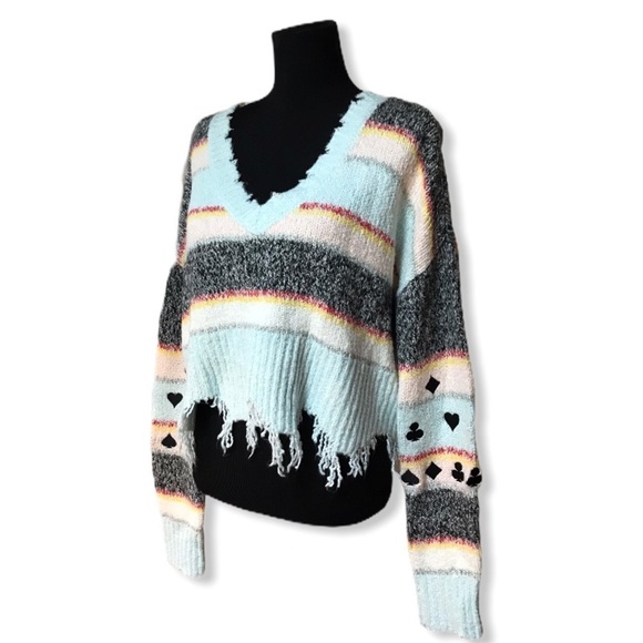 Wildfox Oversized Cropped Sweater Embroidered Smal - Picture 5 of 9